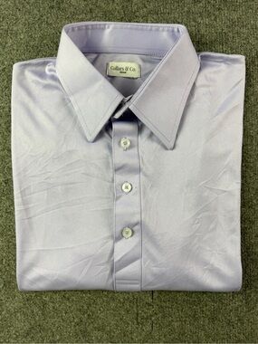 Collars & Co Mens Short Sleeve Dress Collar Polo Shirt Size M Lavender